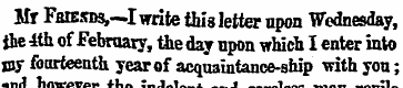 Mr Fbiesds,—I write this letter upon Wed...