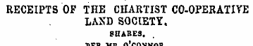 RECEIPTS OF THE CHARTIST CO-OPERATIVE LA...