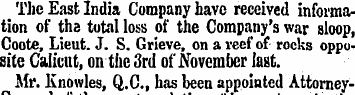 The East India Company have received inf...