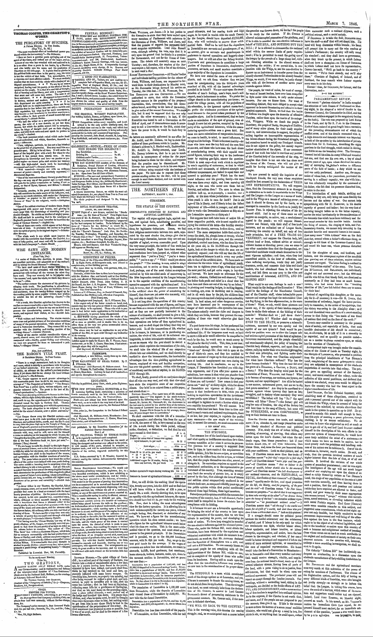 Northern Star (1837-1852): jS F Y, 4th edition - Ad00406