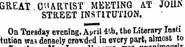 GREAT CHARTIST" MEETING AT JOHN STREET I...