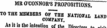 MR O'CONNOR'S PROPOSITIONS. TO THE MEMBE...