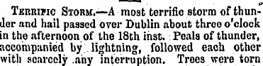 Terrific Storm.—A most terrific storm of...
