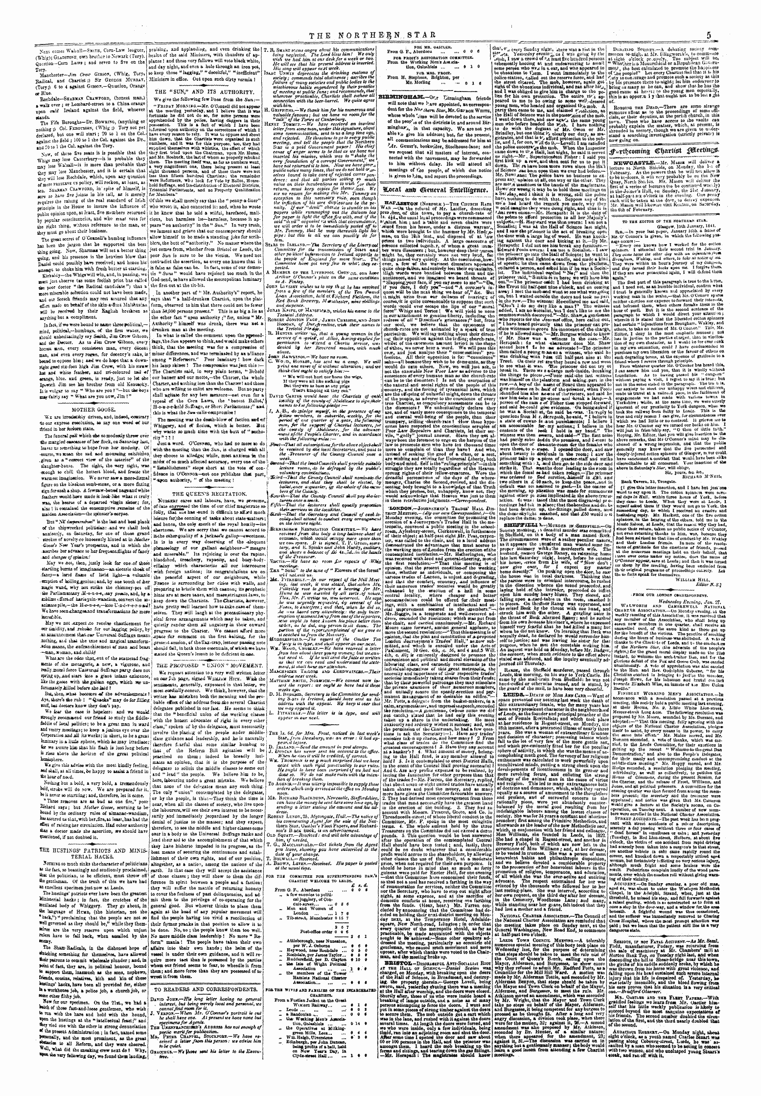 Northern Star (1837-1852): jS F Y, 5th edition - To Thb Bditob Ok Tub Nouthekn Star.