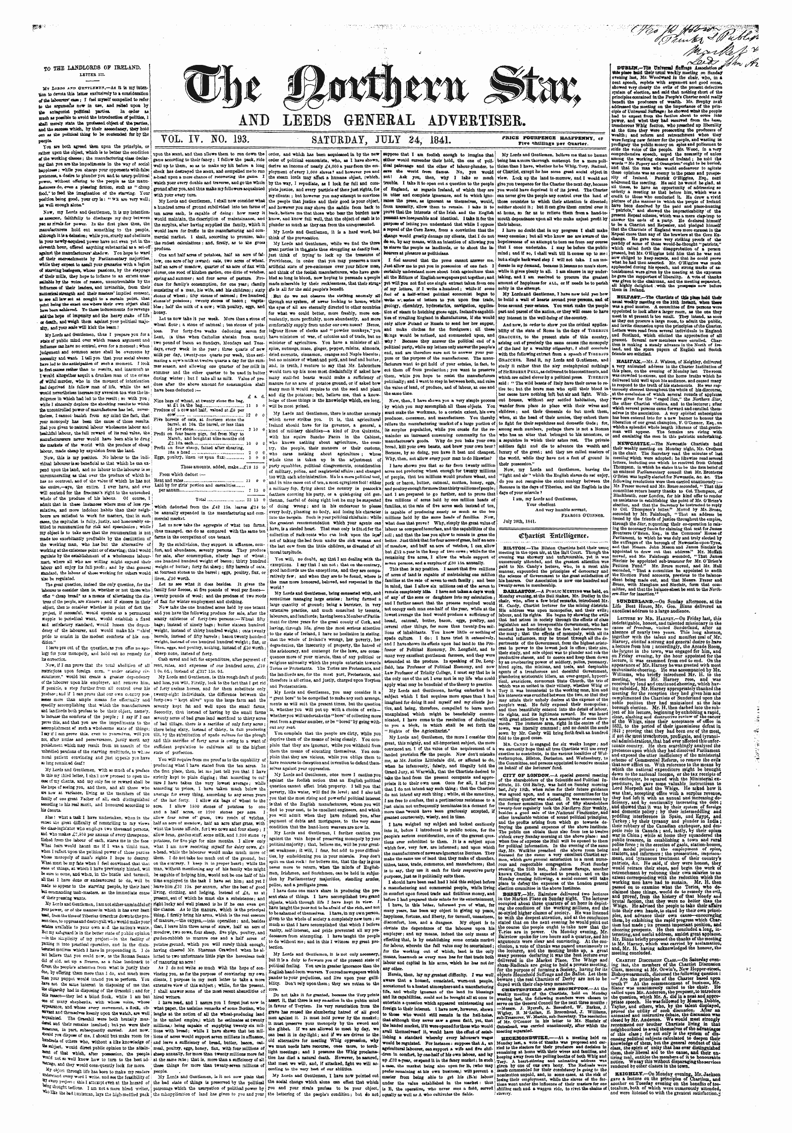 Northern Star (1837-1852): jS F Y, 5th edition: 1
