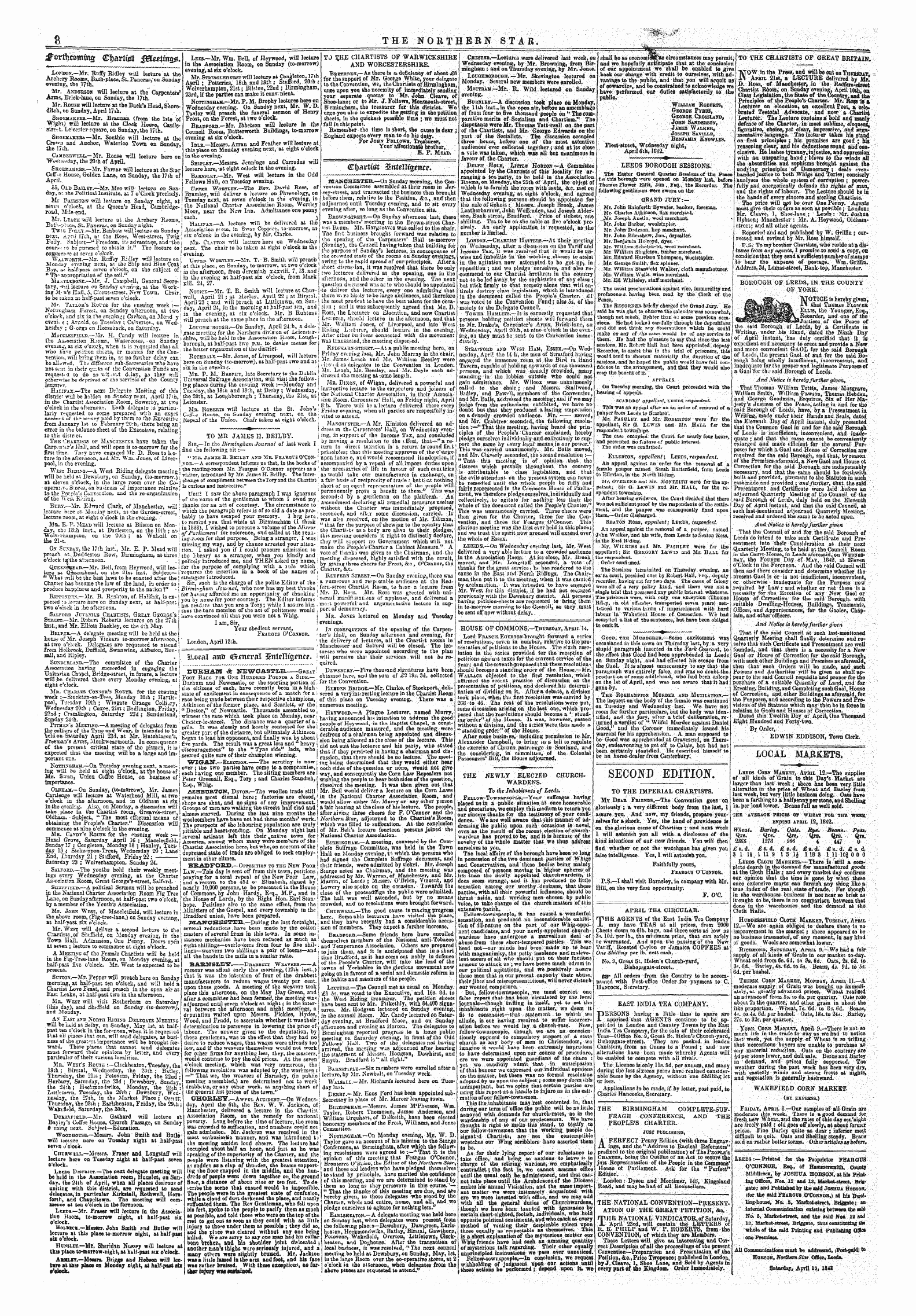 Northern Star (1837-1852): jS F Y, 5th edition - Iunices Iz Nd 13 Leeds:— .Printed For The Proprietor Feargus.":. Q'Cqnnob, ?«Q., Of Hammersmith, Oountj Middleaexi By Jpshtja Hobson, At Hla Print-