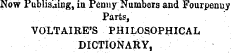 Now Publisjing, in Penny Numbers and Fourpenny Parts, VOLTAIRE'S PHILOSOPHICAL DICTIONARY,