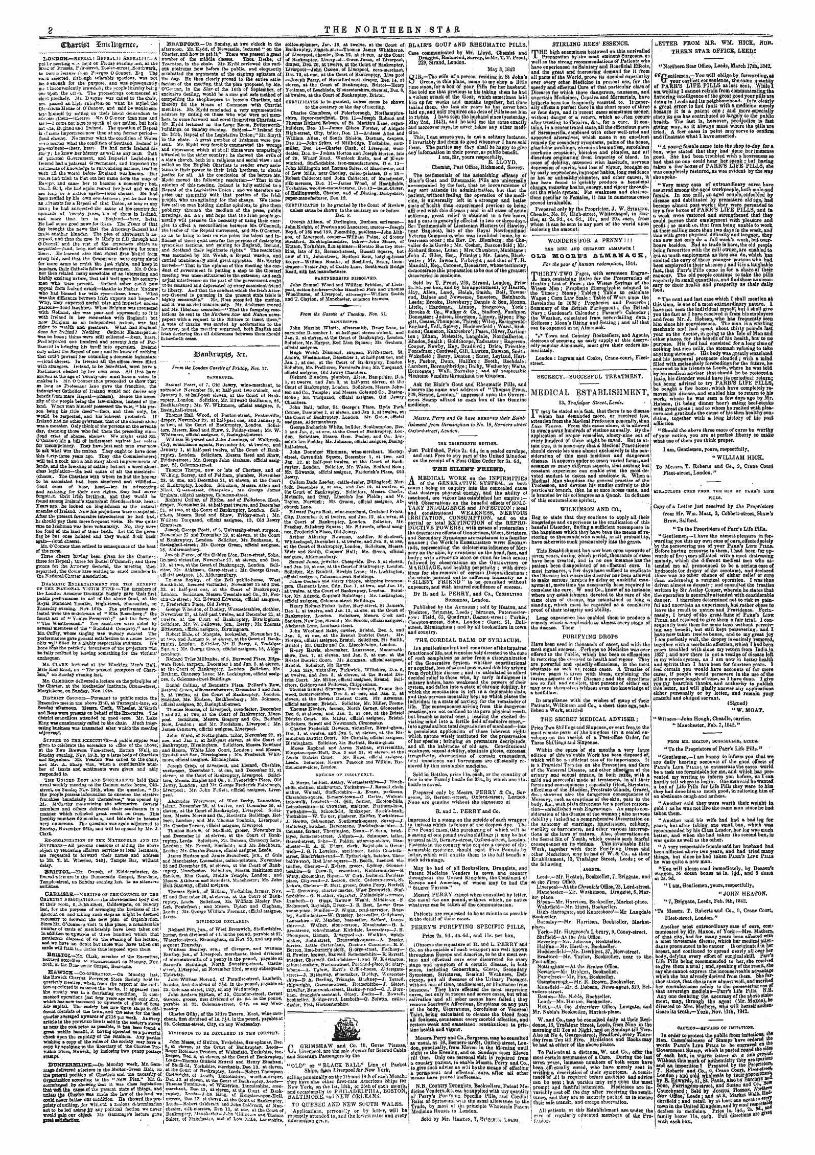 Northern Star (1837-1852): jS F Y, 6th edition - Untitled Ad