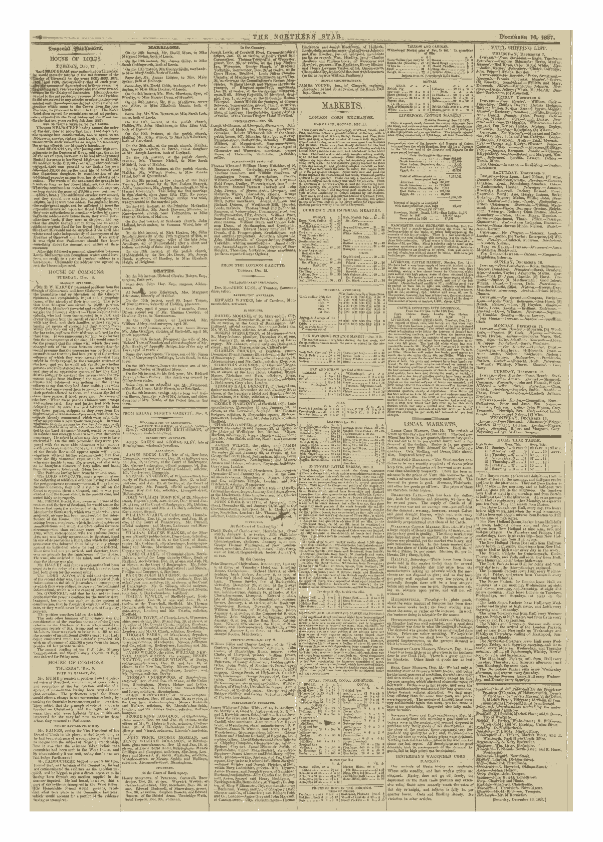 Northern Star (1837-1852): jS F Y, 1st edition - Markets.