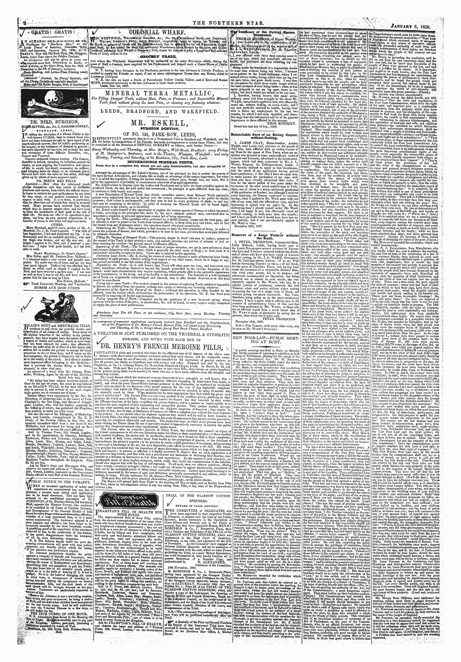 Northern Star (1837-1852): jS F Y, 1st edition - New Pgor-Law-^Ptjblig Meet*. ¦: V: Ing At Bum, ¦