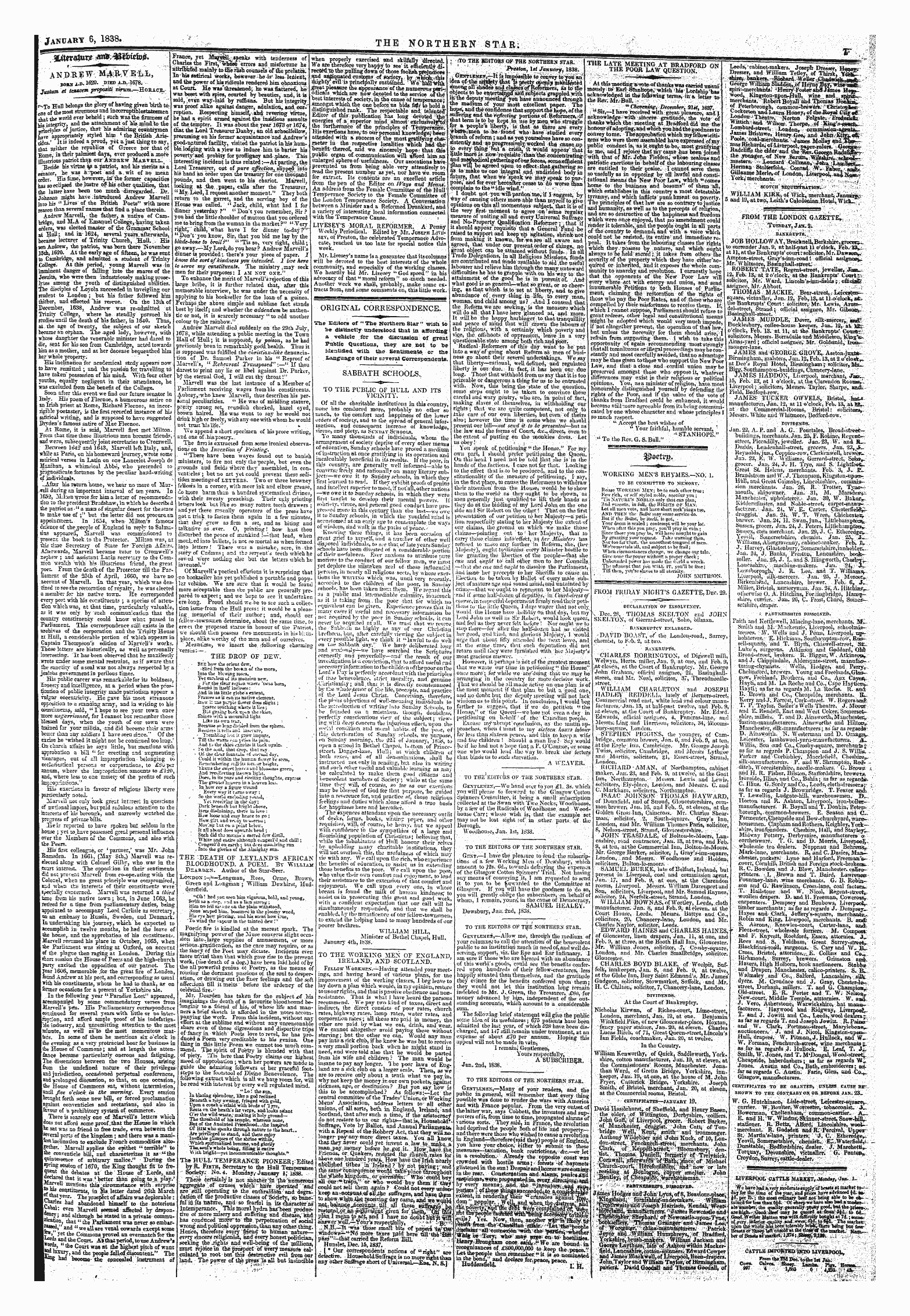 Northern Star (1837-1852): jS F Y, 1st edition - From F1uaay Night's Gazette, Dec 29