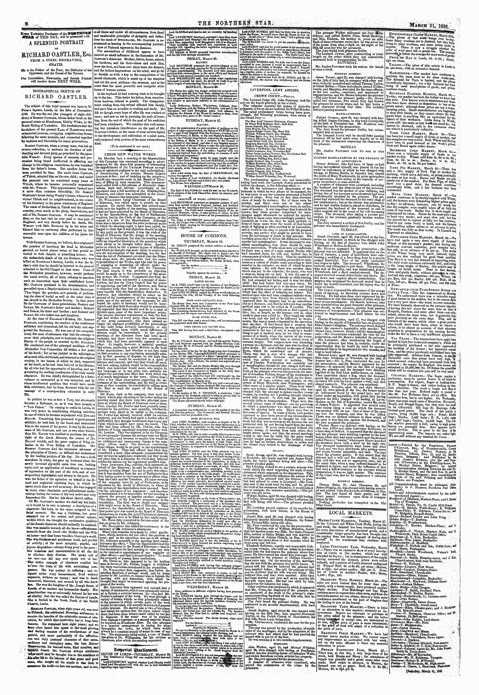 Northern Star (1837-1852): jS F Y, 1st edition: 8