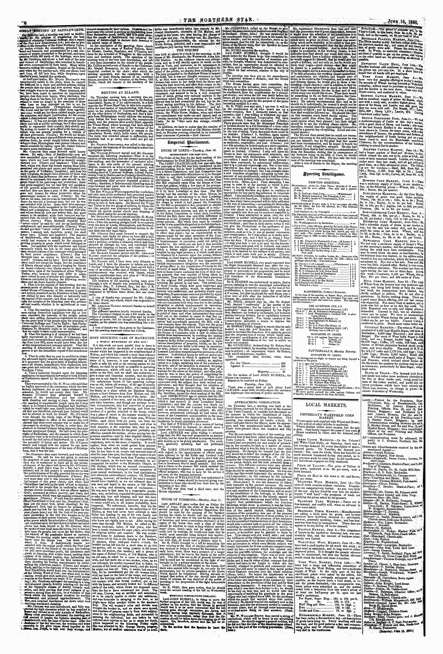 Northern Star (1837-1852): jS F Y, 1st edition - ... . "&Lt;N. .: . • -, . ; $^ &Gt;Vtim Ihttentsente.