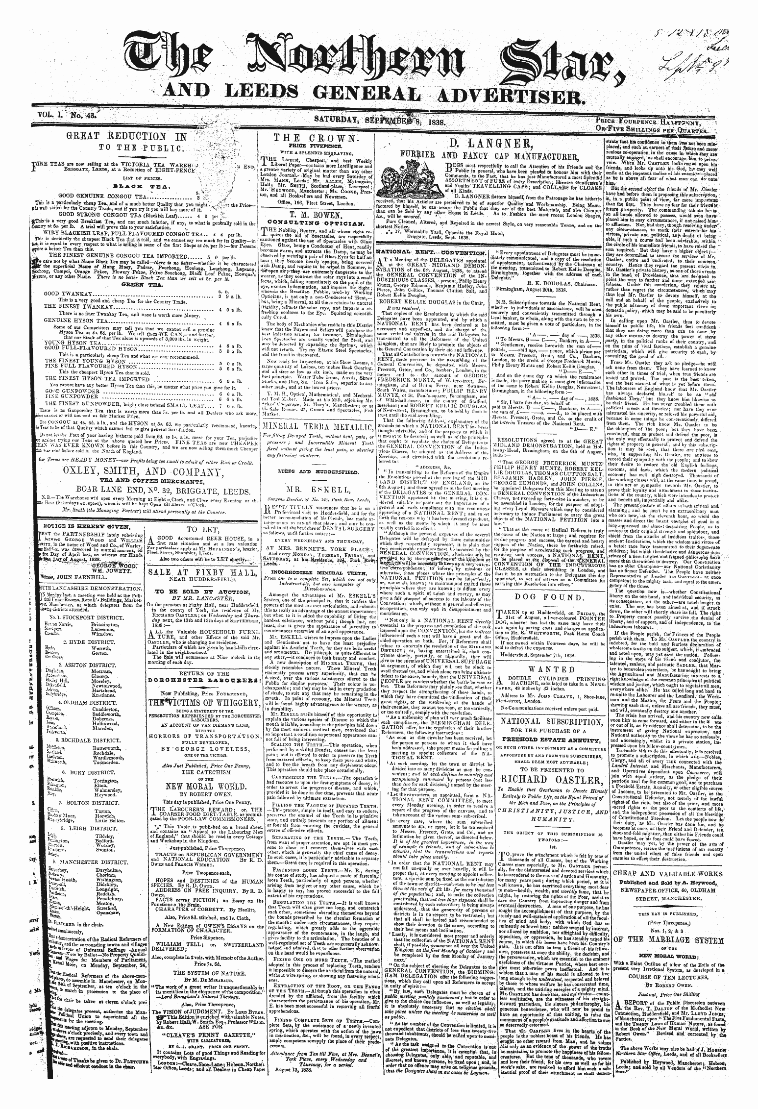 Northern Star (1837-1852): jS F Y, 1st edition: 1