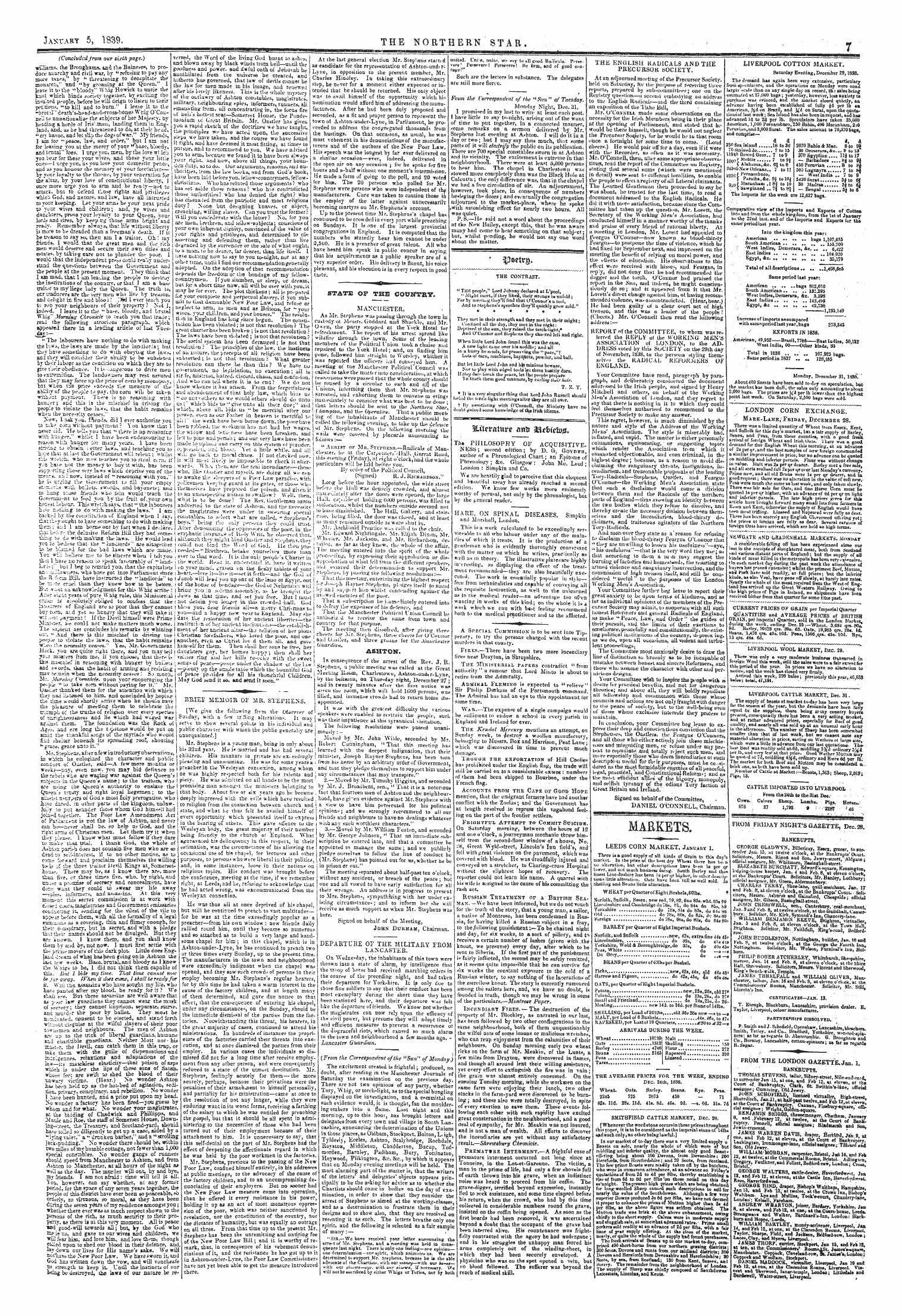 Northern Star (1837-1852): jS F Y, 1st edition - From Friday Night's Gazette , Dec.28