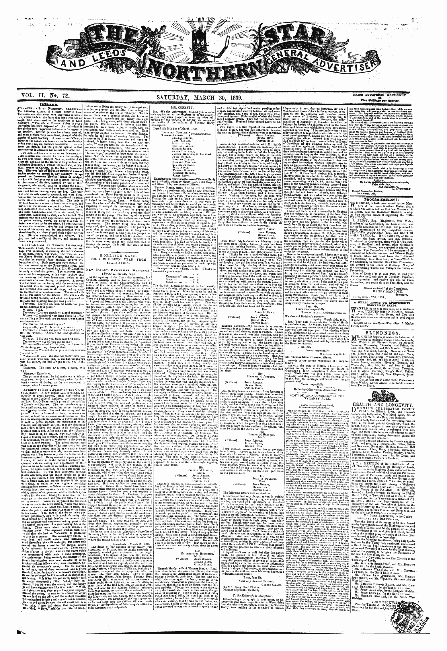 Northern Star (1837-1852): jS F Y, 1st edition - Untitled Article