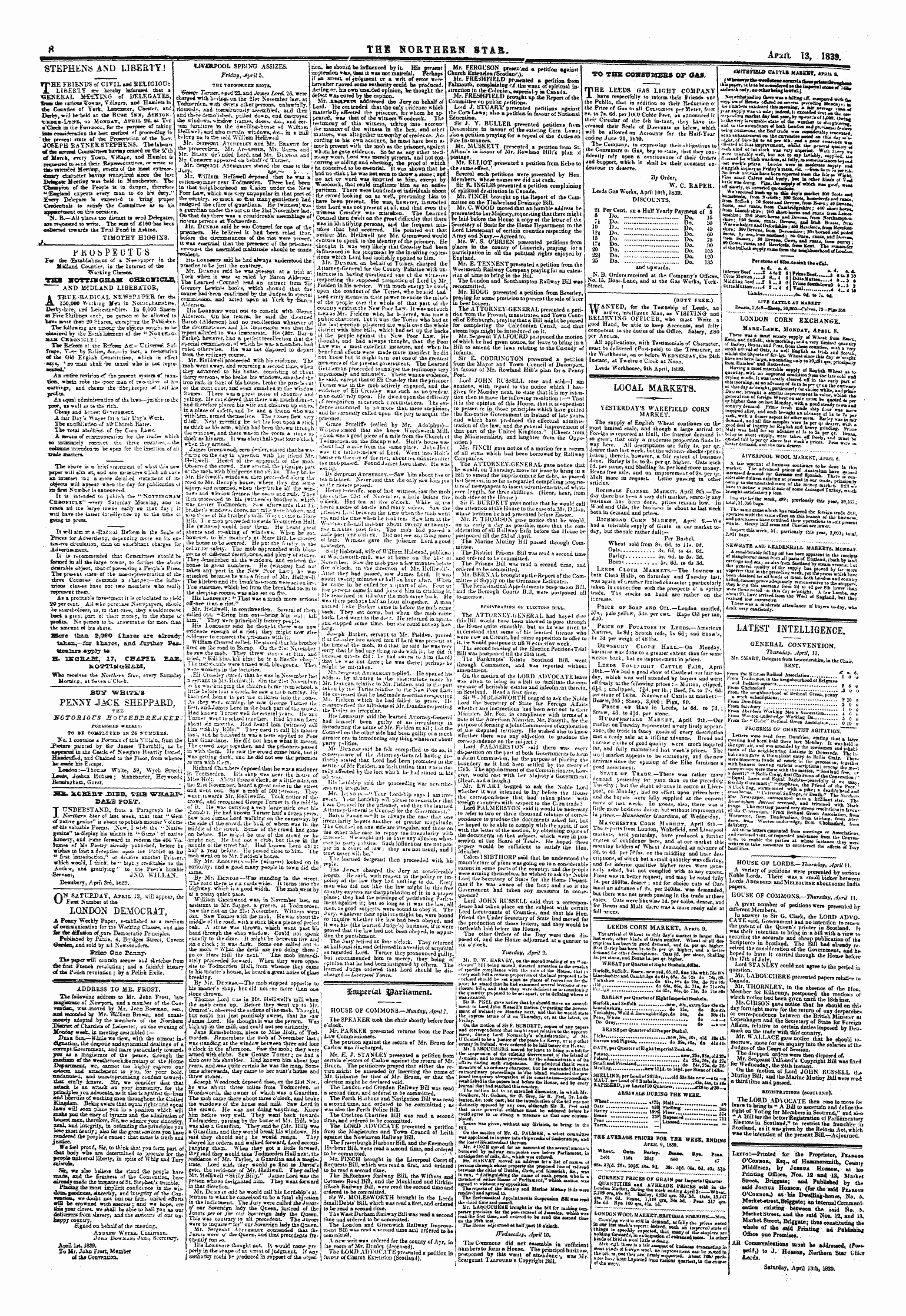 Northern Star (1837-1852): jS F Y, 1st edition: 8