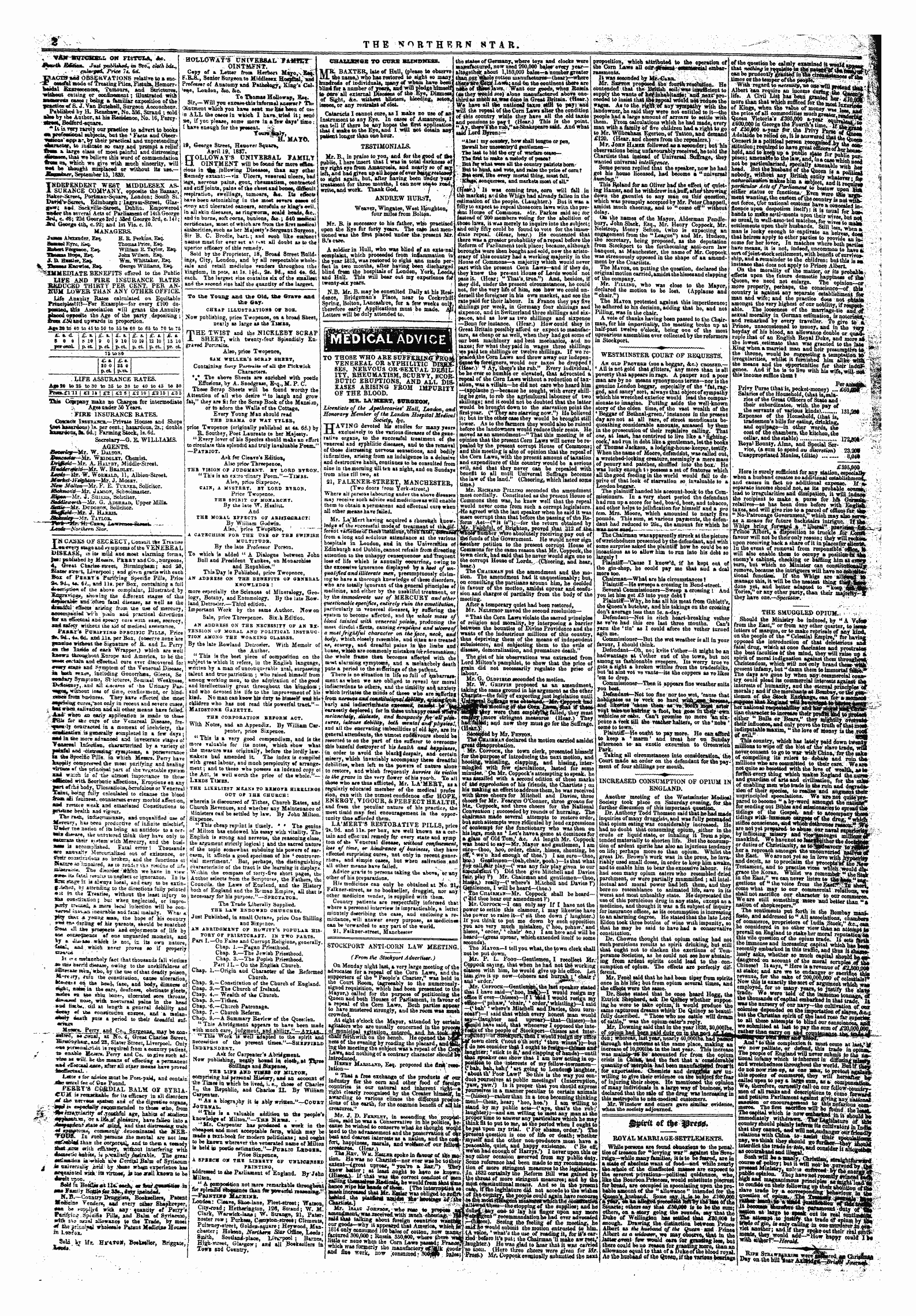 Northern Star (1837-1852): jS F Y, 1st edition - Stockport Anti-Corn Law Meeting.