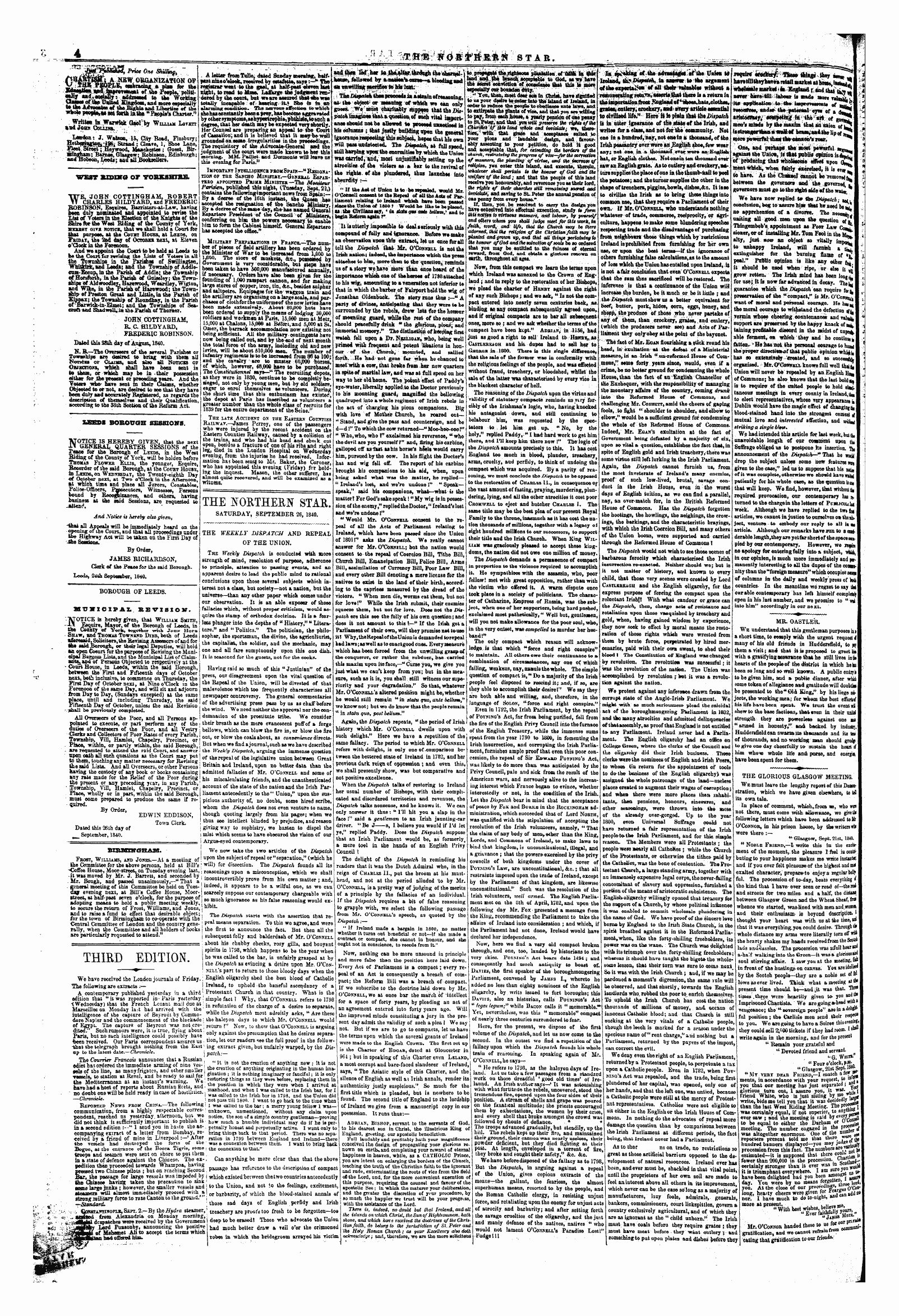 Northern Star (1837-1852): jS F Y, 1st edition - Untitled Article