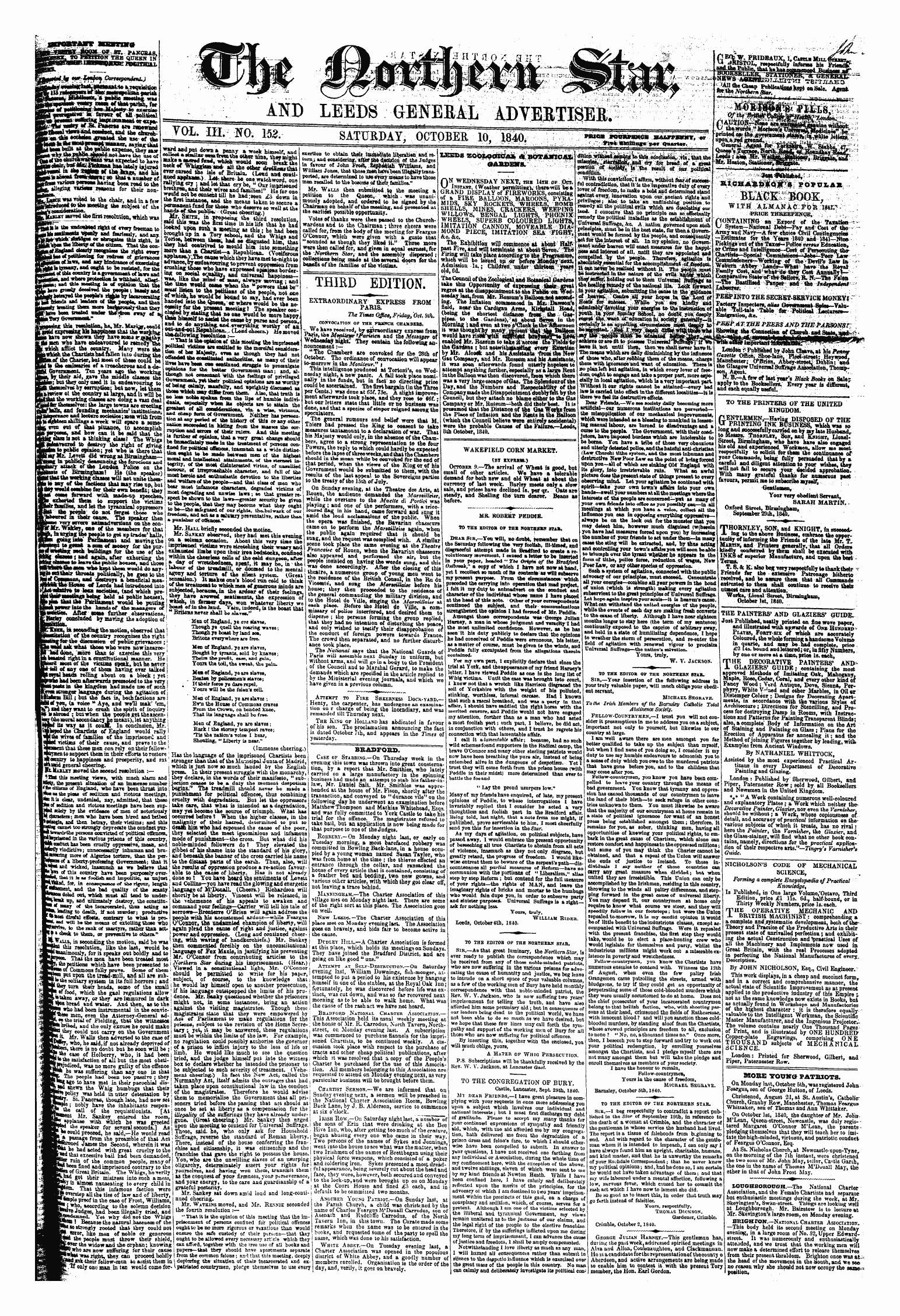 Northern Star (1837-1852): jS F Y, 1st edition - Wakefield Corn Market.