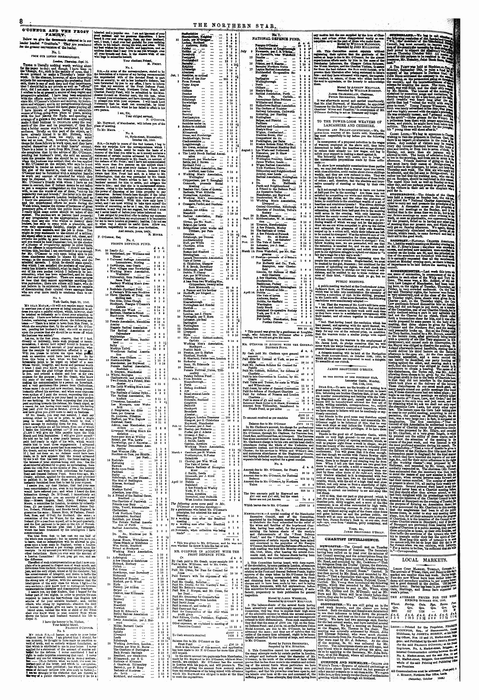 Northern Star (1837-1852): jS F Y, 1st edition: 8