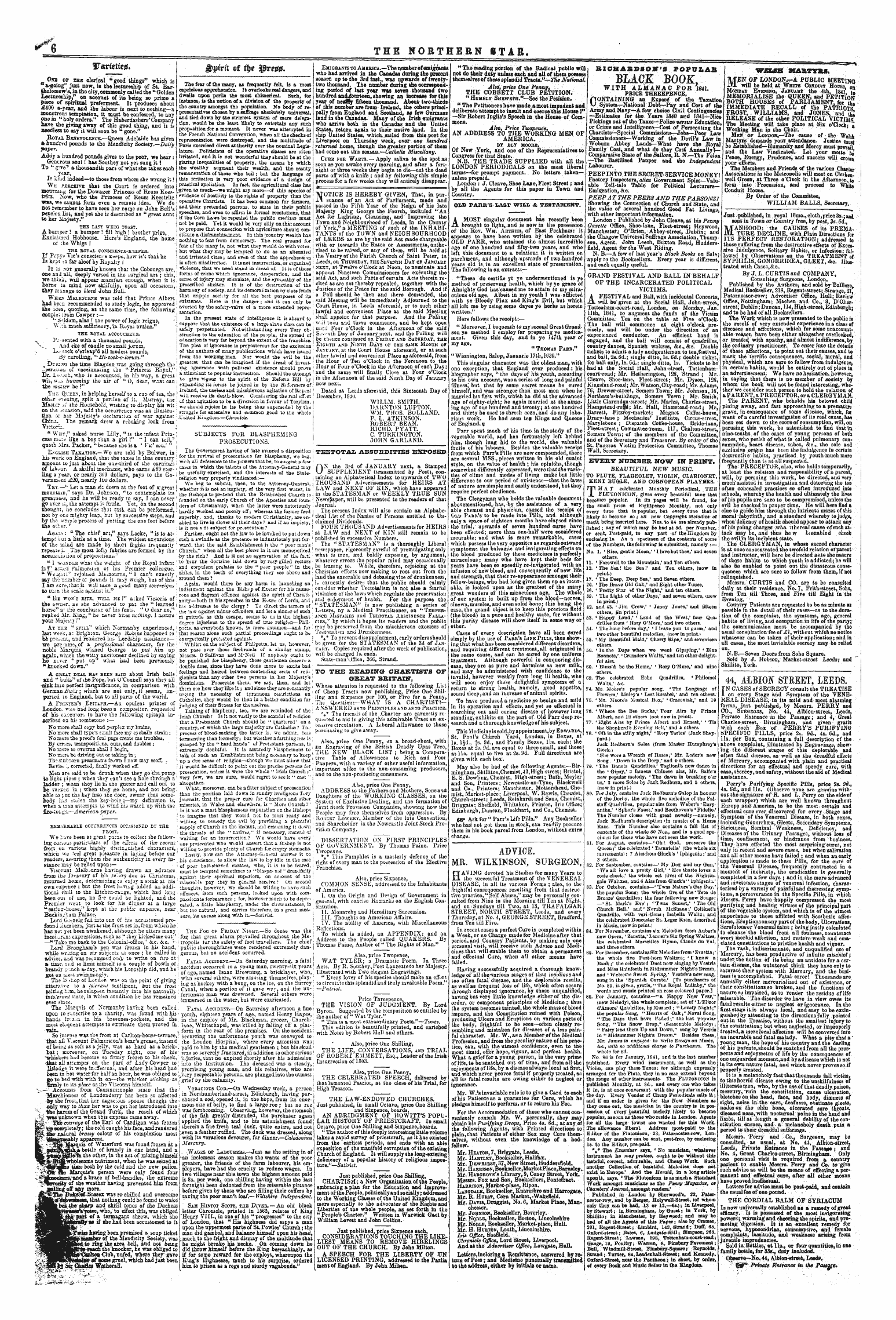 Northern Star (1837-1852): jS F Y, 1st edition - Notice Is Hereby Given, That, In Purxi Oi Auioi Rnament