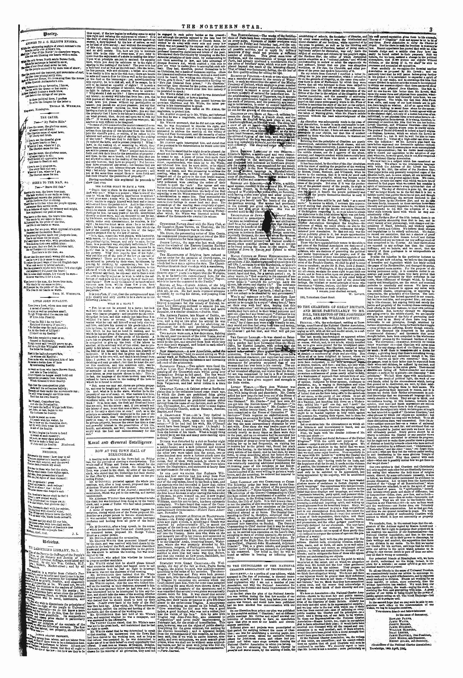 Northern Star (1837-1852): jS F Y, 1st edition - To The Councillors Of The National