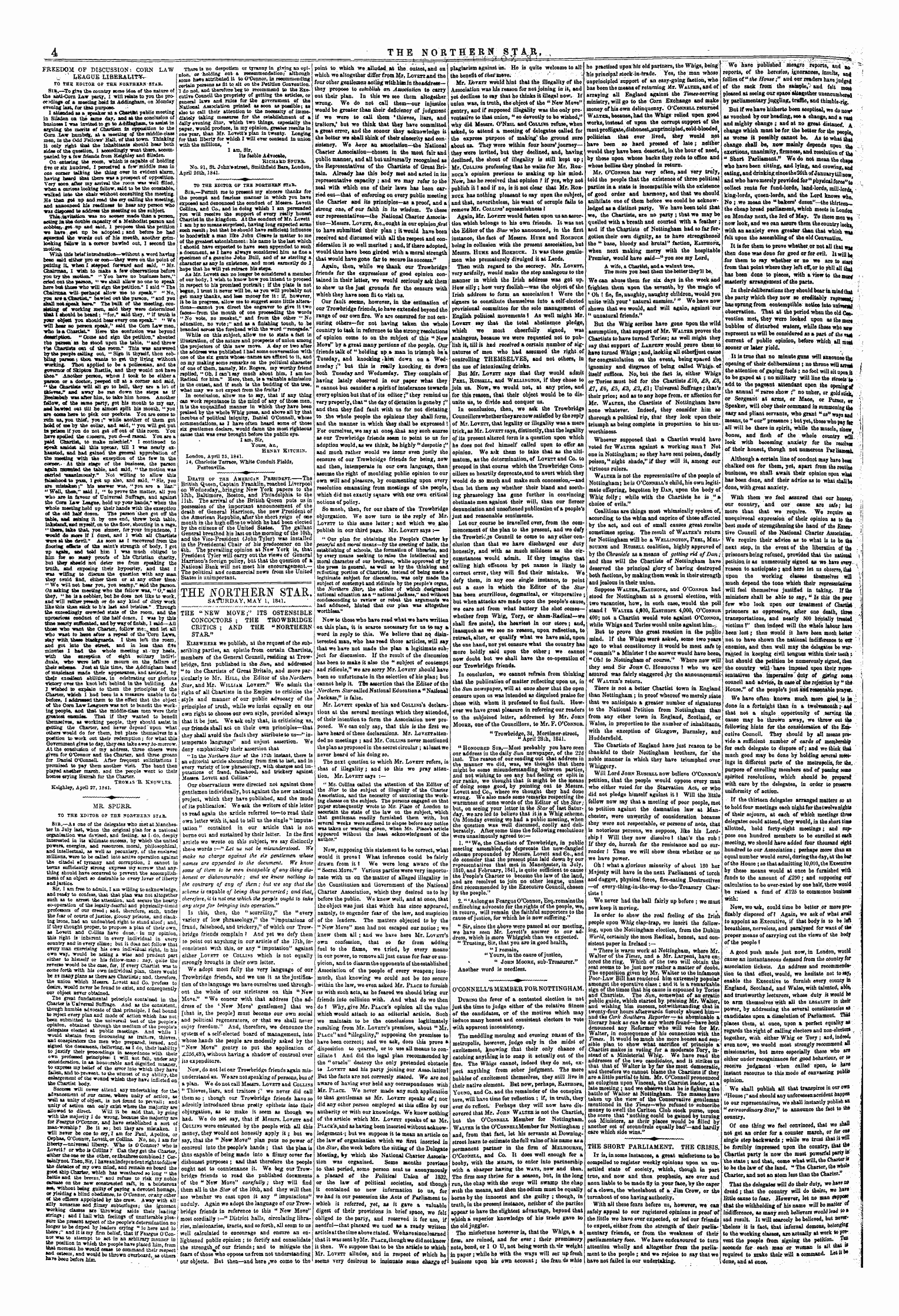 Northern Star (1837-1852): jS F Y, 1st edition - The Northern St*4.R Safurday, May 1, 1841.