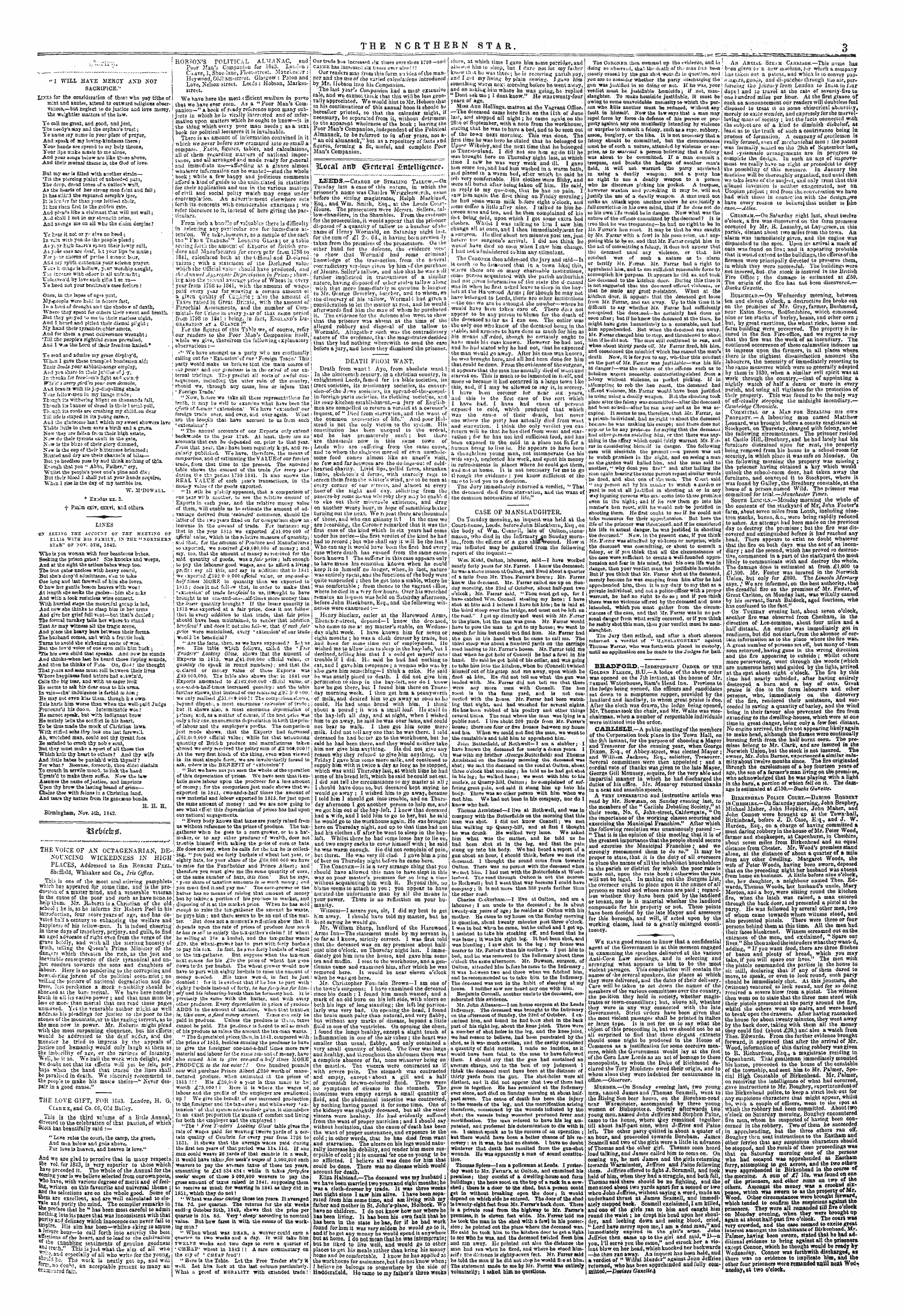 Northern Star (1837-1852): jS F Y, 1st edition - 3£,Ocal Antr (Brrnrral Sntellt' Scncr*
