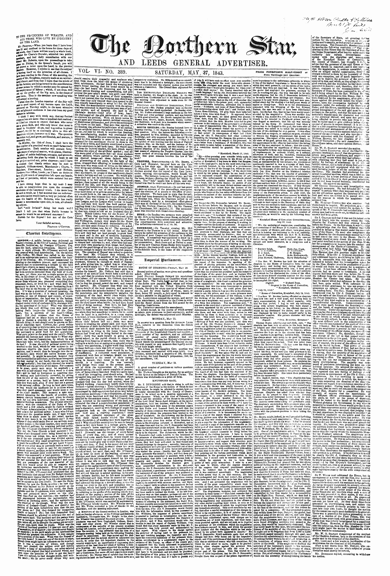 Northern Star (1837-1852): jS F Y, 1st edition - 32rnpmaj ^Sarlmmcnt.