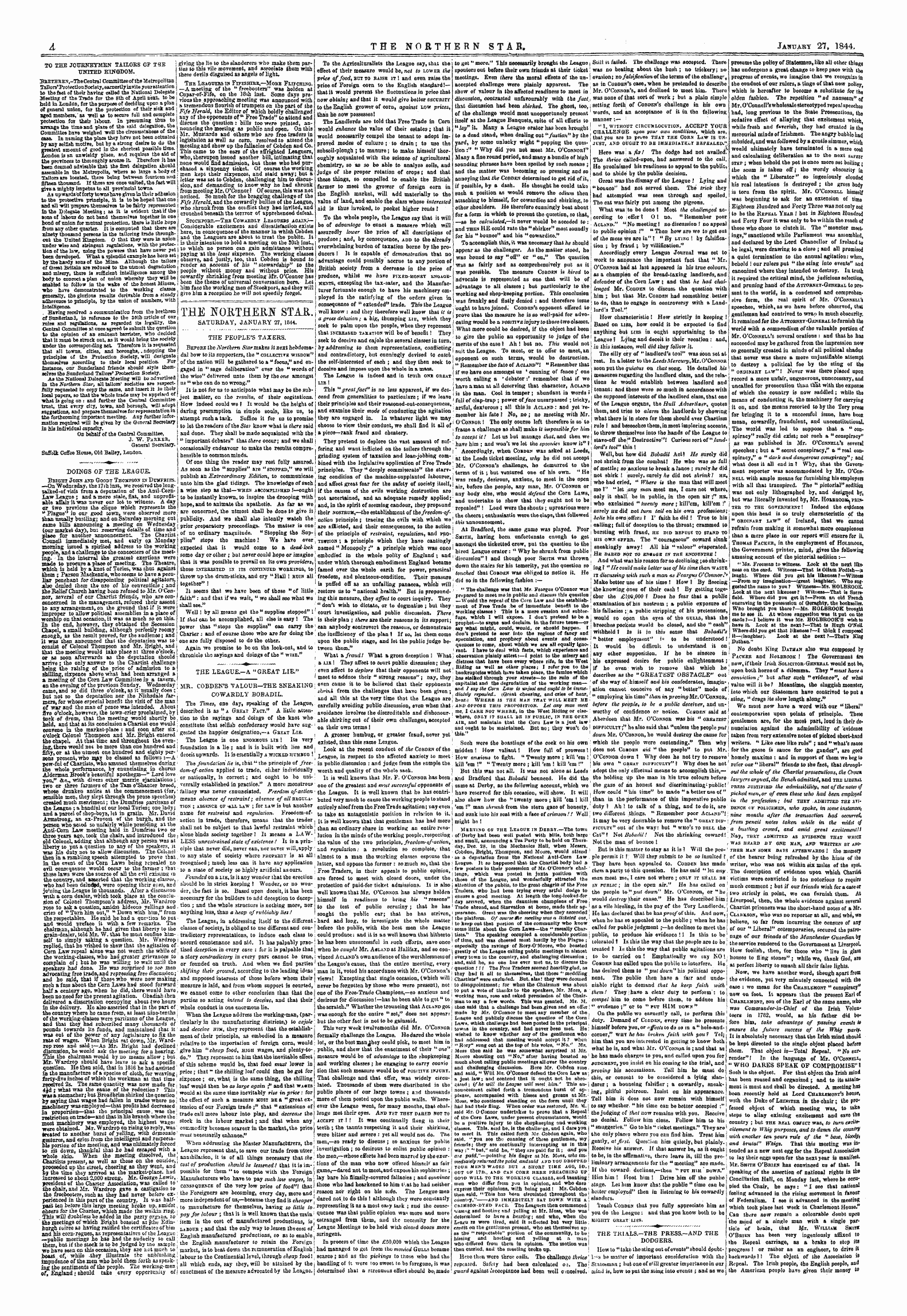 Northern Star (1837-1852): jS F Y, 1st edition - The Noktheejit Stab,. Saturday, January 27, 1844.