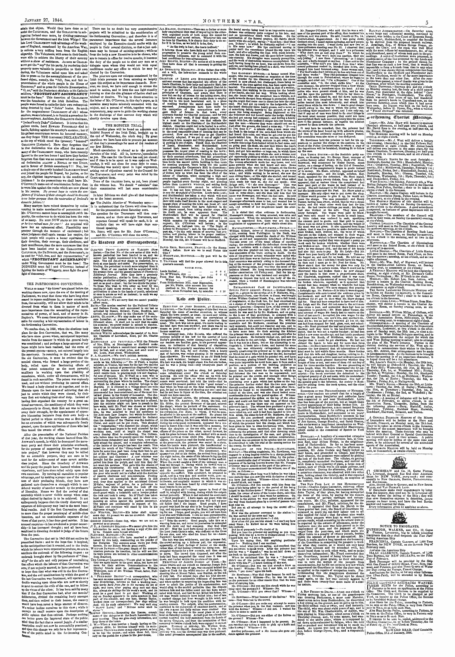 Northern Star (1837-1852): jS F Y, 1st edition - O Grimshaw And Co. 10, Goree Piazzas, • Liverpool, Despatch Fine First Class American