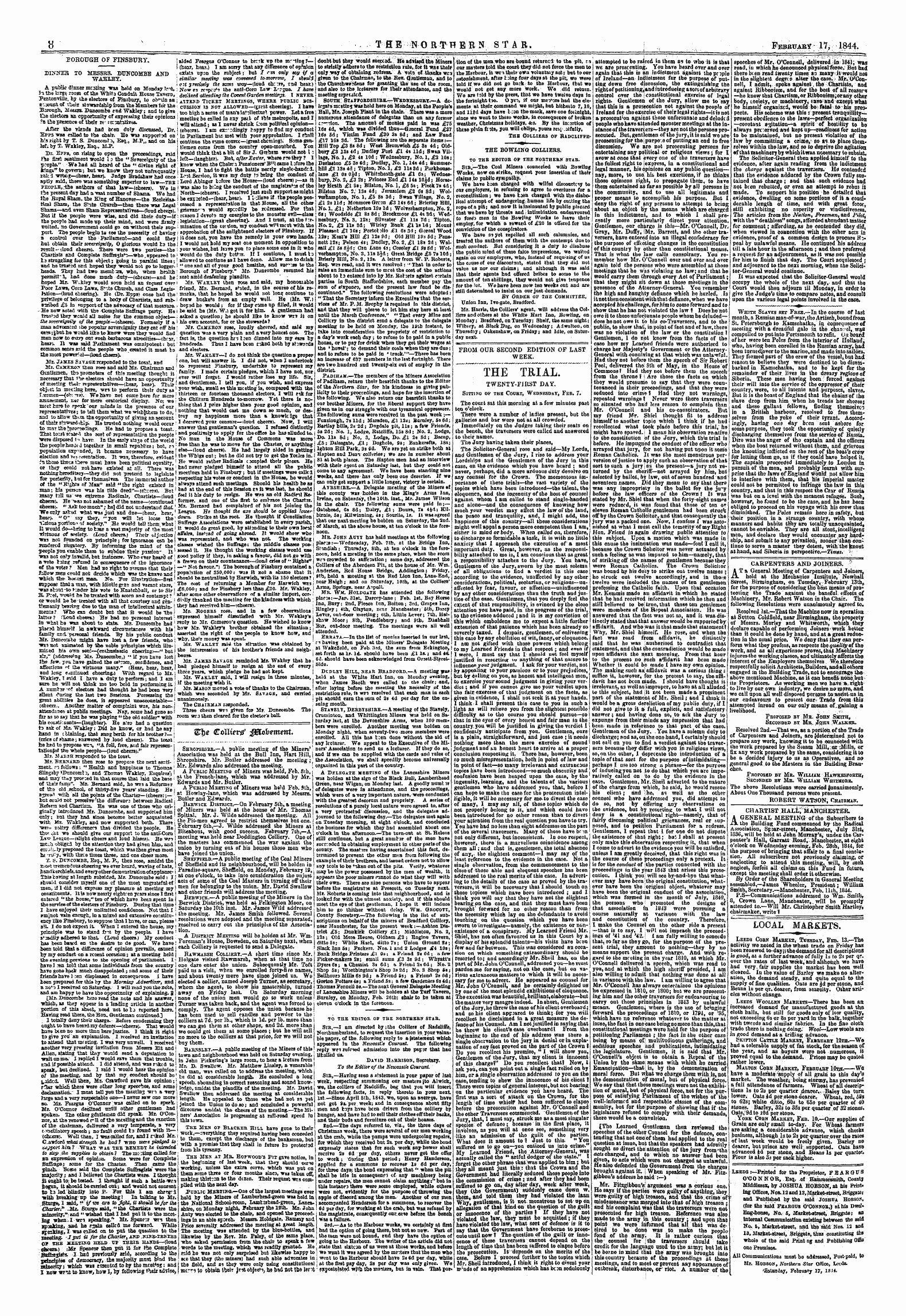 Northern Star (1837-1852): jS F Y, 1st edition - Carpenters And Joiners. •