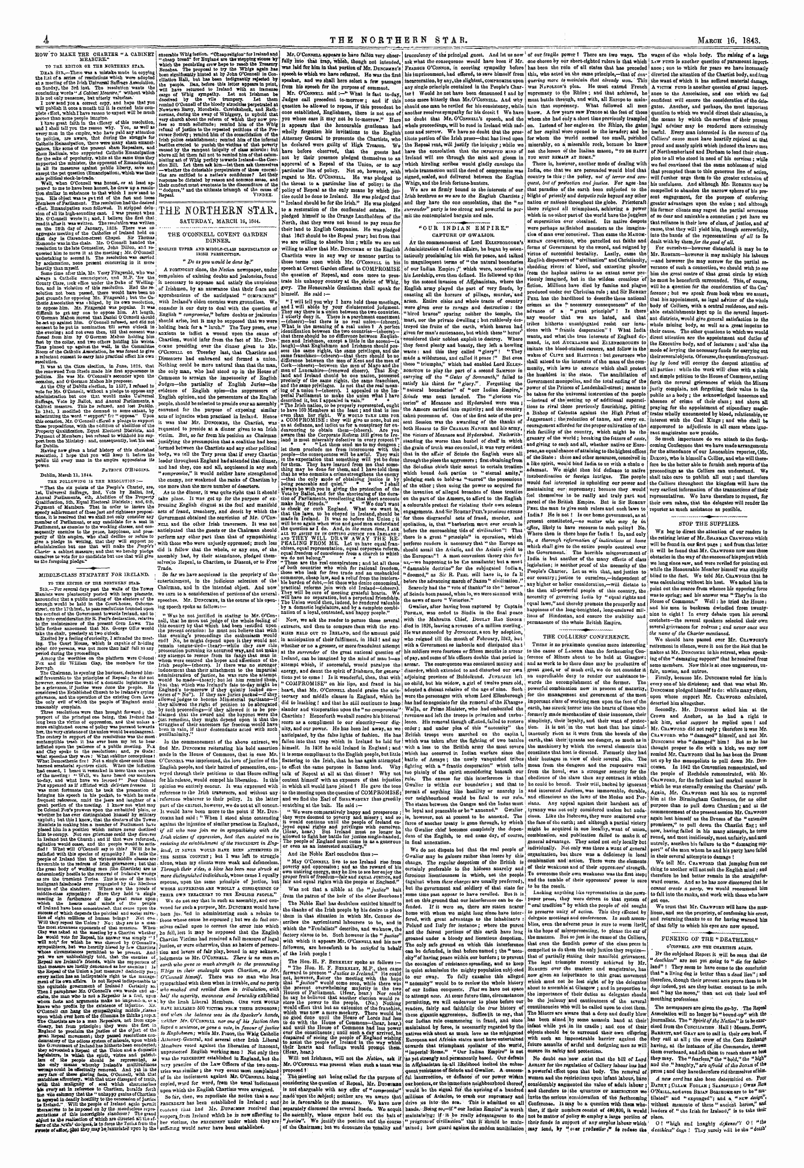 Northern Star (1837-1852): jS F Y, 1st edition - The 50ethern Stae. Saturday, March 16, 1844.