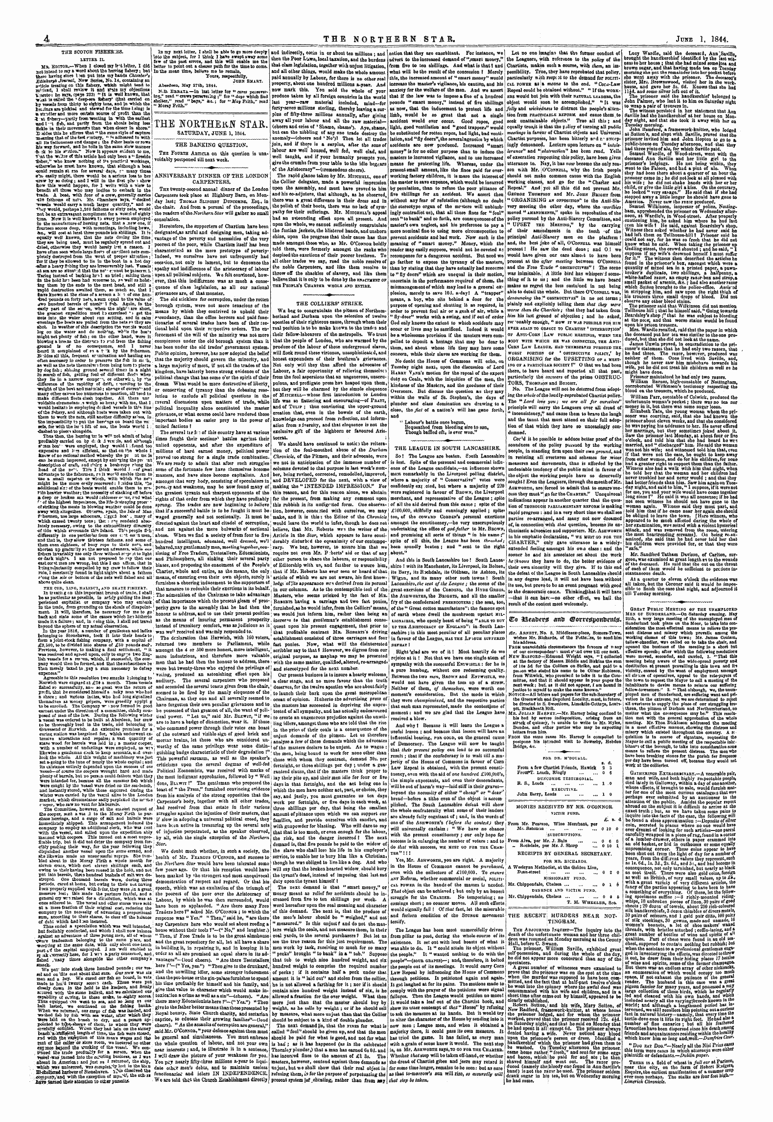 Northern Star (1837-1852): jS F Y, 1st edition - Monies Ileceived By Mr. O'Connor.