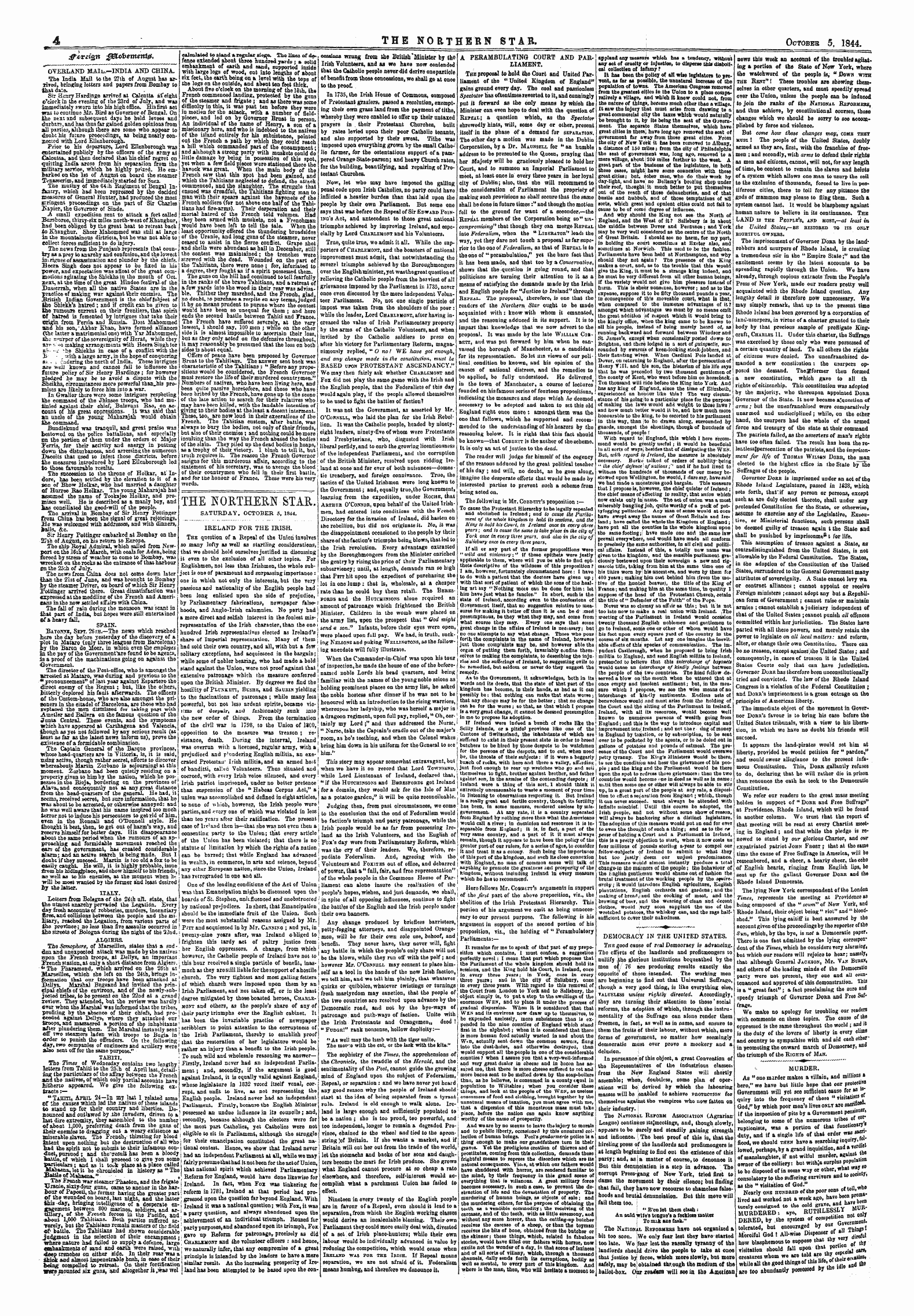 Northern Star (1837-1852): jS F Y, 1st edition - 4^Ir«%N $&X&Gt;Btmsttt$