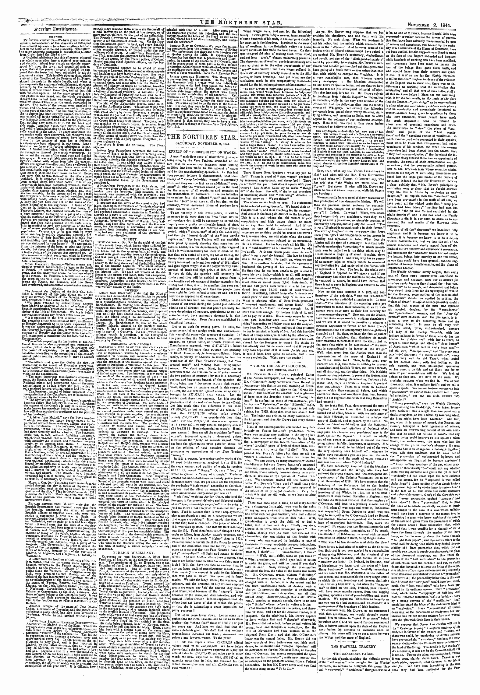 Northern Star (1837-1852): jS F Y, 1st edition - The Northern Star. Saturday, November 2, 1844.