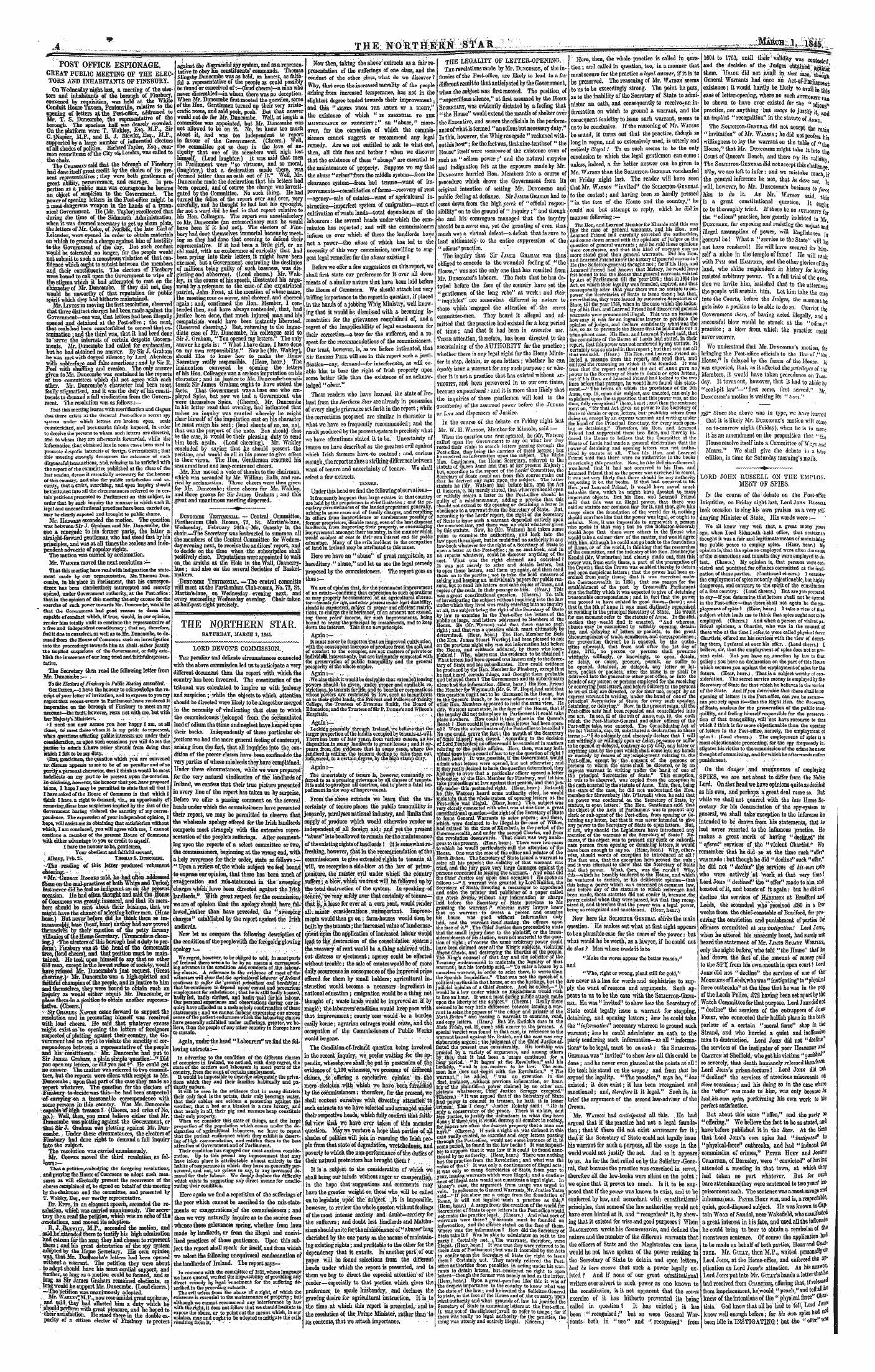 Northern Star (1837-1852): jS F Y, 1st edition - The Northern Star. Satukday, March 1, 1m5.