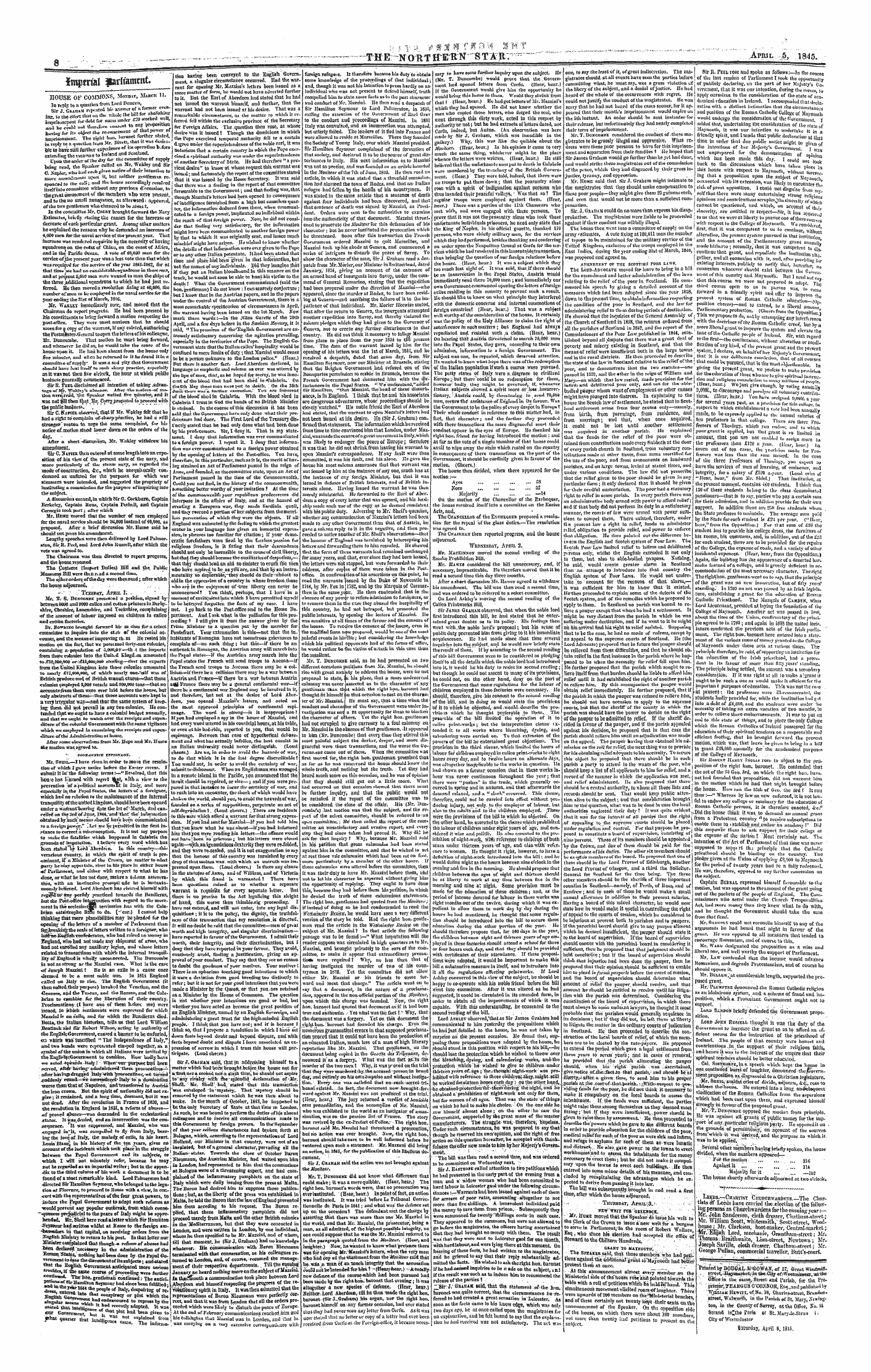 Northern Star (1837-1852): jS F Y, 1st edition - Pr Inted By Dougalji'60 Wan, Of 17; Great-Wuntaua-, . Street, ^*Ymark«T, -Jn Ibe City Ofrw;E%Tmiwter,«Ttl*E