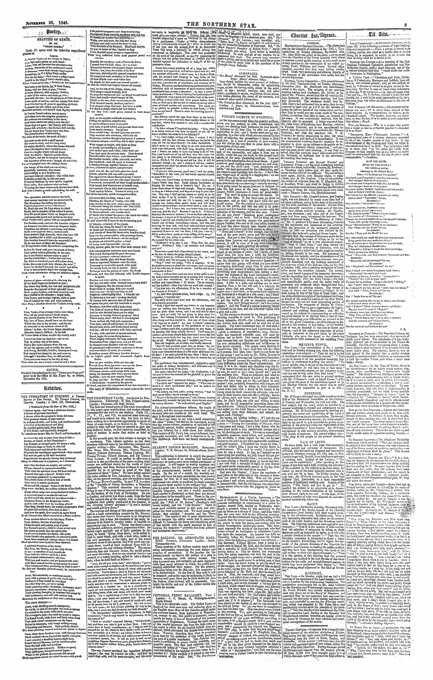 Northern Star (1837-1852): jS F Y, 1st edition - "Notice.