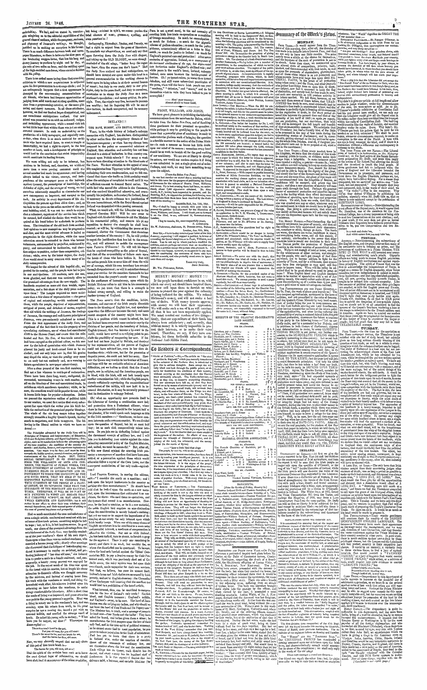 Northern Star (1837-1852): jS F Y, 1st edition - Atoner: Atoxjev.': Money:. ';