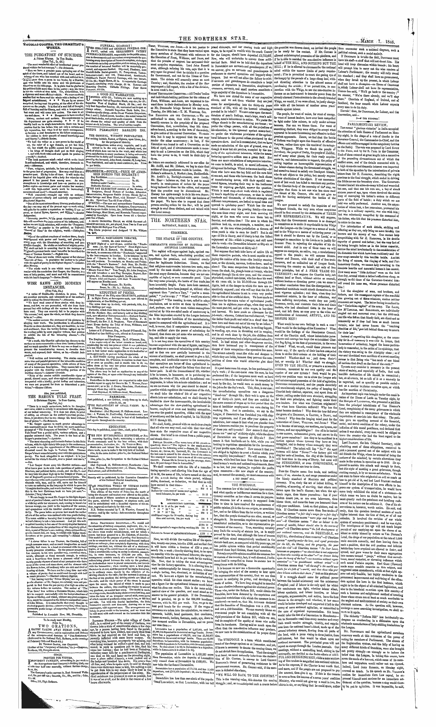 Northern Star (1837-1852): jS F Y, 1st edition - The Jnoktherjni Stail Satuuday , Ma11ch 7, 1810.