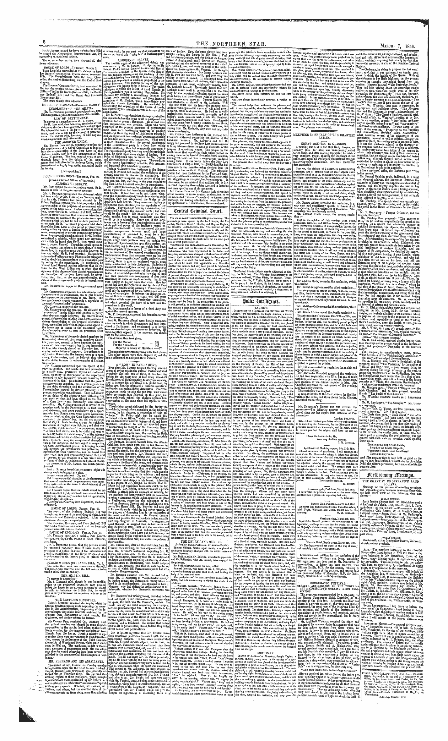 Northern Star (1837-1852): jS F Y, 1st edition - Police Intejlfeenfc