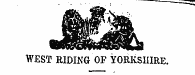 WEST RIDING OF YORKSHIRE.