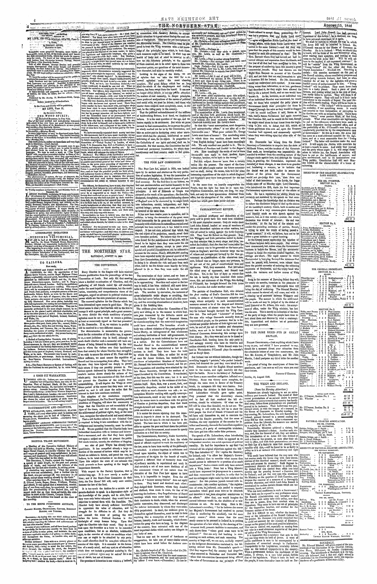 Northern Star (1837-1852): jS F Y, 1st edition - ; Receipts Of The Chartist Co-Operative ; -Land Society. : &Lt; -. • ,