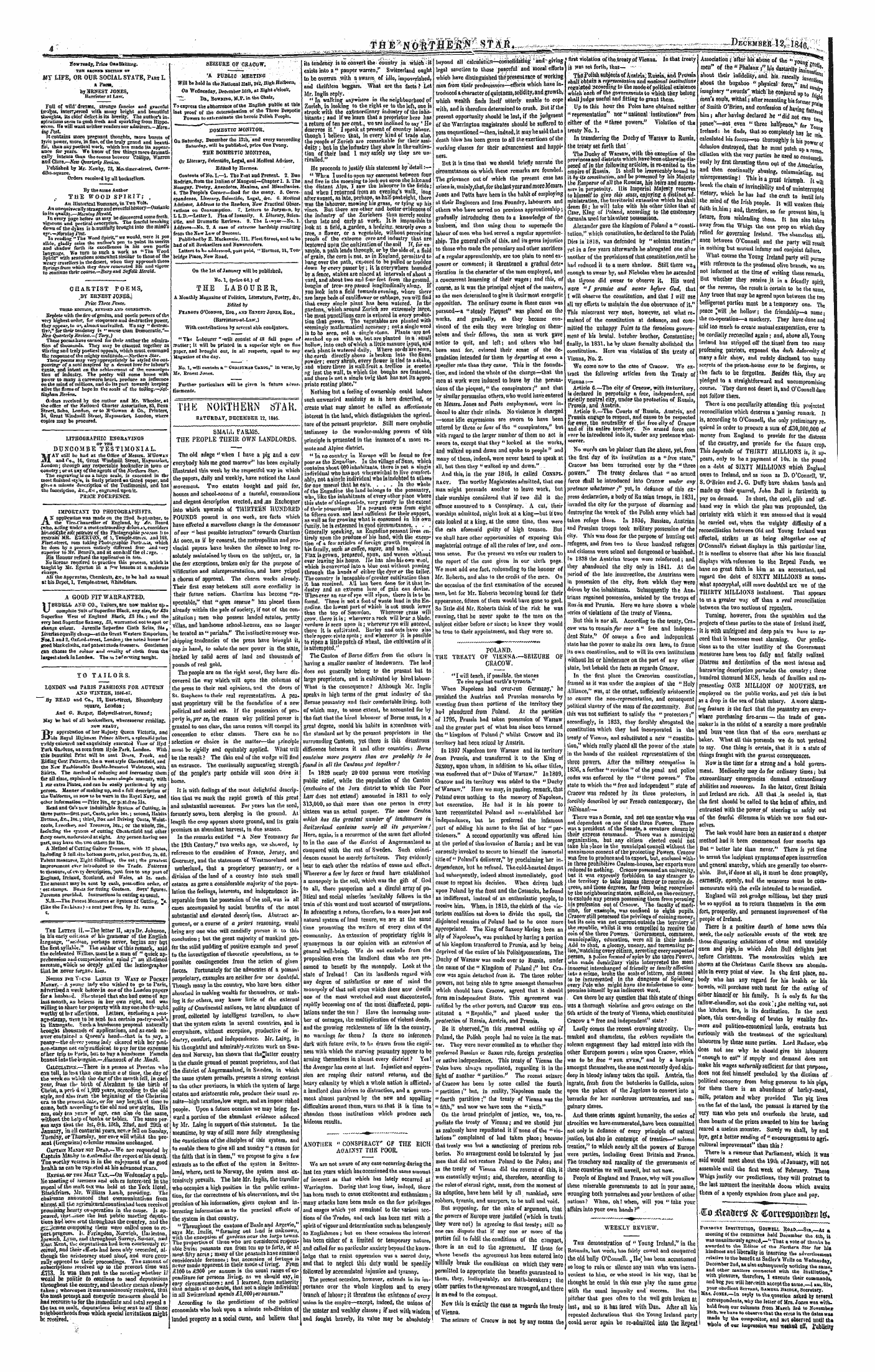 Northern Star (1837-1852): jS F Y, 1st edition - Thk Northern Star. Saturday, December 12. 18«.