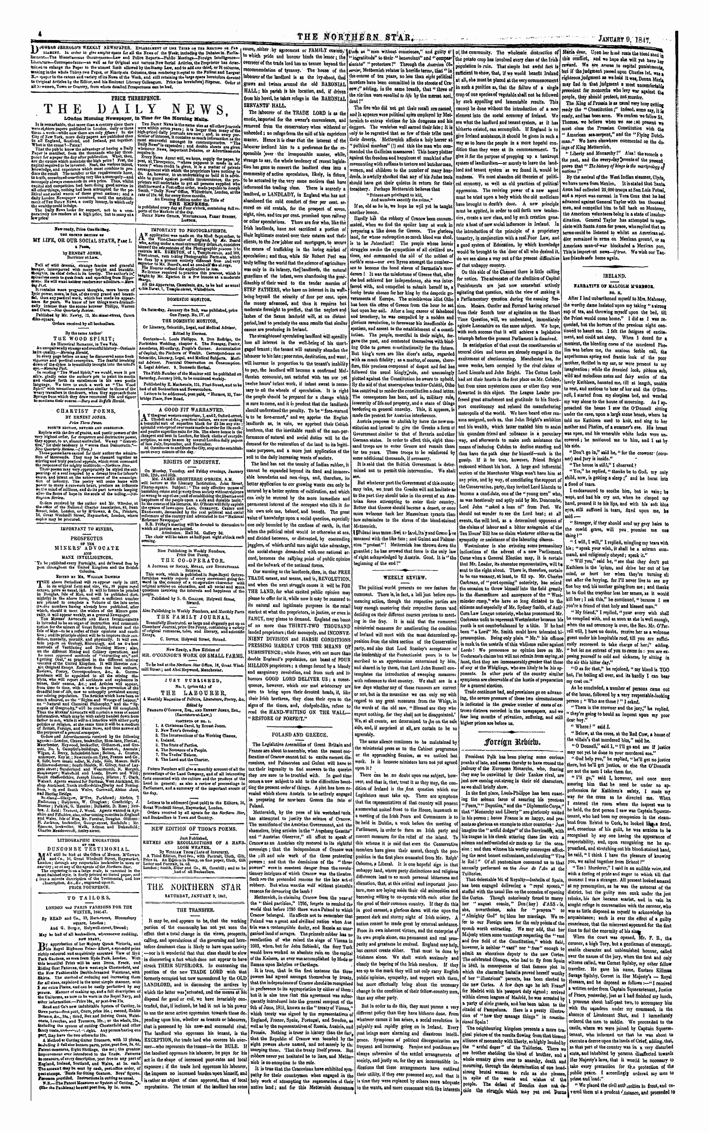 Northern Star (1837-1852): jS F Y, 1st edition - D -Jwiisks Jbrruld's Weekly Newspaper. Estitotmnt Of On* Tbibb Dm Th« M«Mi«O O^Pab Uakewt. In Order To £Ive Ampler Apace For All Tht News Of The Week; Including The Debates In Pnrli»-