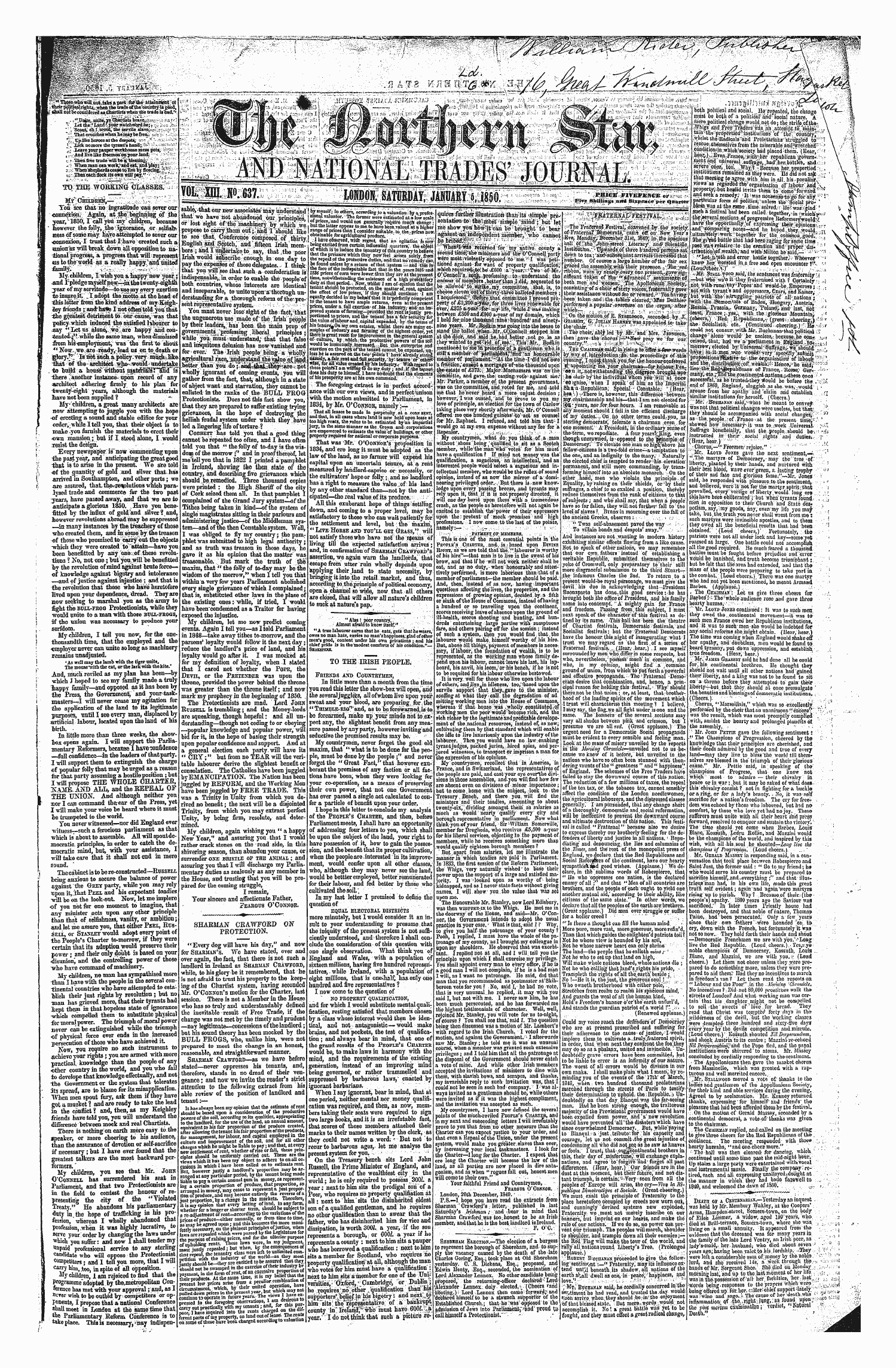 Northern Star (1837-1852): jS F Y, 1st edition - To The Tvqrkikgjgi^Lsses