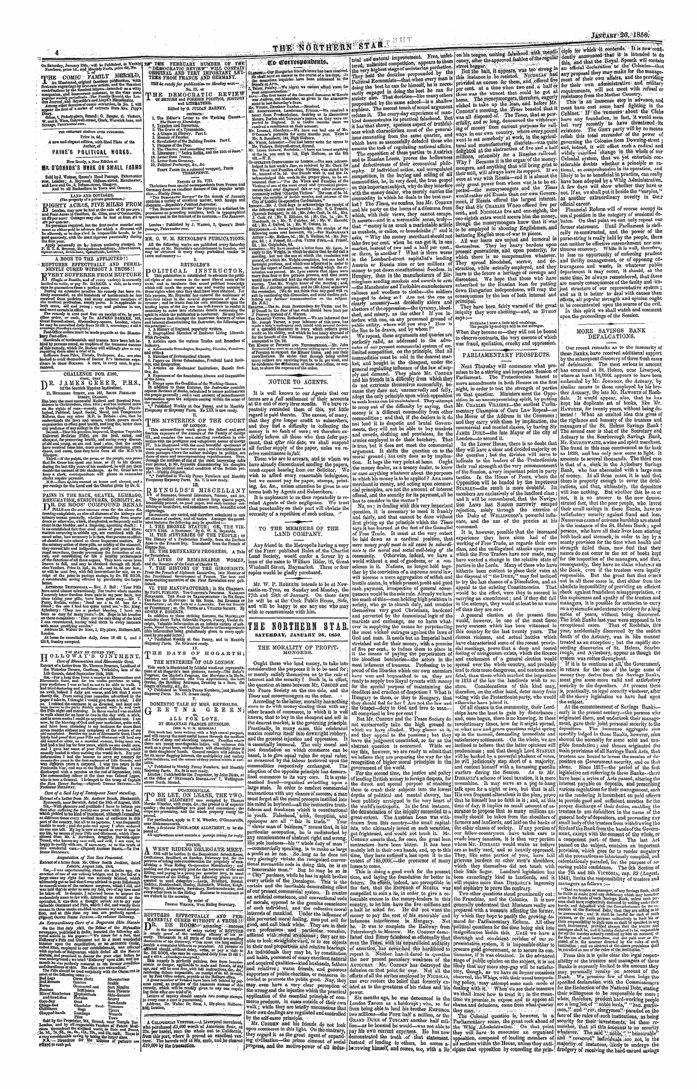 Northern Star (1837-1852): jS F Y, 1st edition - The Northern Stasv Satl'kday, January 26, 1850.