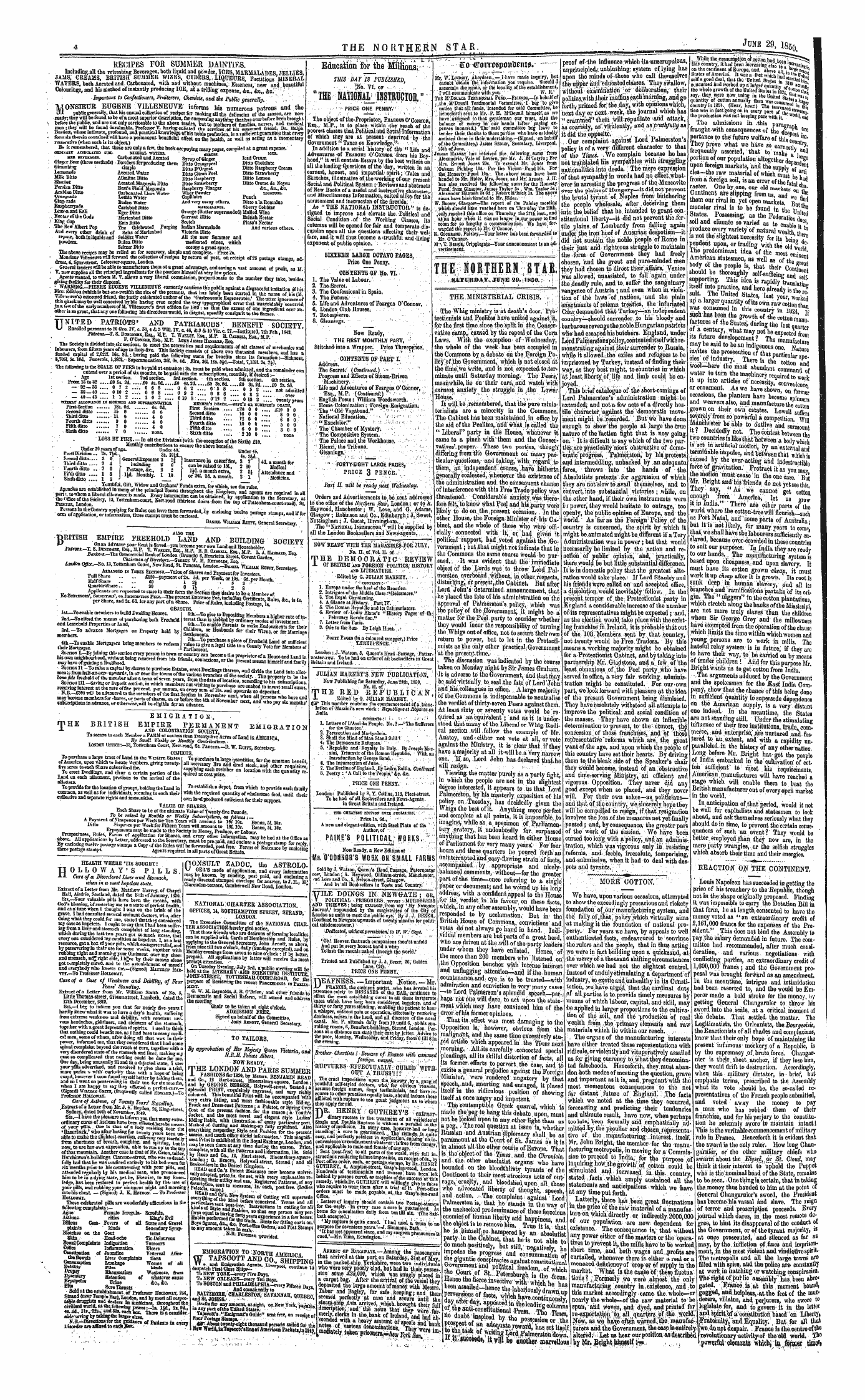 Northern Star (1837-1852): jS F Y, 1st edition - The Hoiitherk Star.. ' ,. Sa'l'Ukda. Y,. June 29, :1h5o.: .J